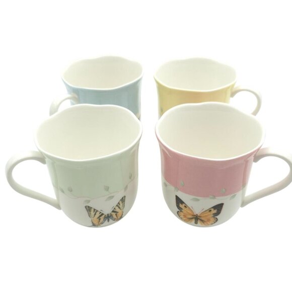 Set Of 4 Butterfly Meadow China Mugs By Lenox - Picture 1 of 8